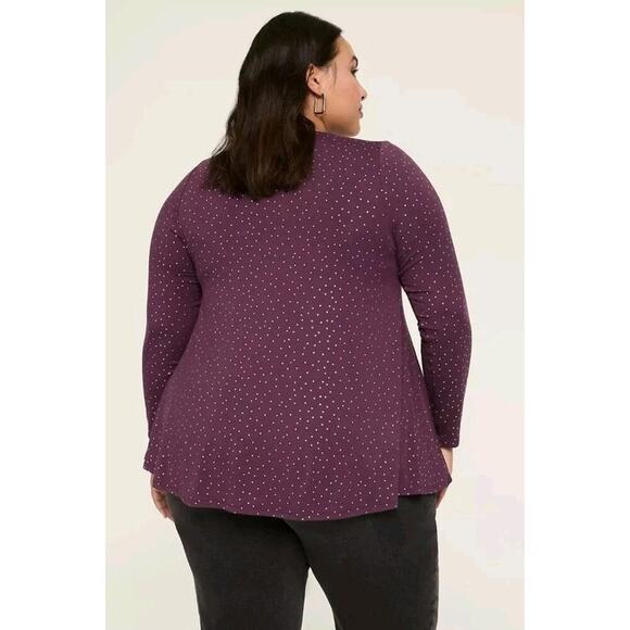 Lane Bryant Swing Collection Flowy Long Sleeve Knit Top Purple Dot 18/20 - Picture 3 of 10